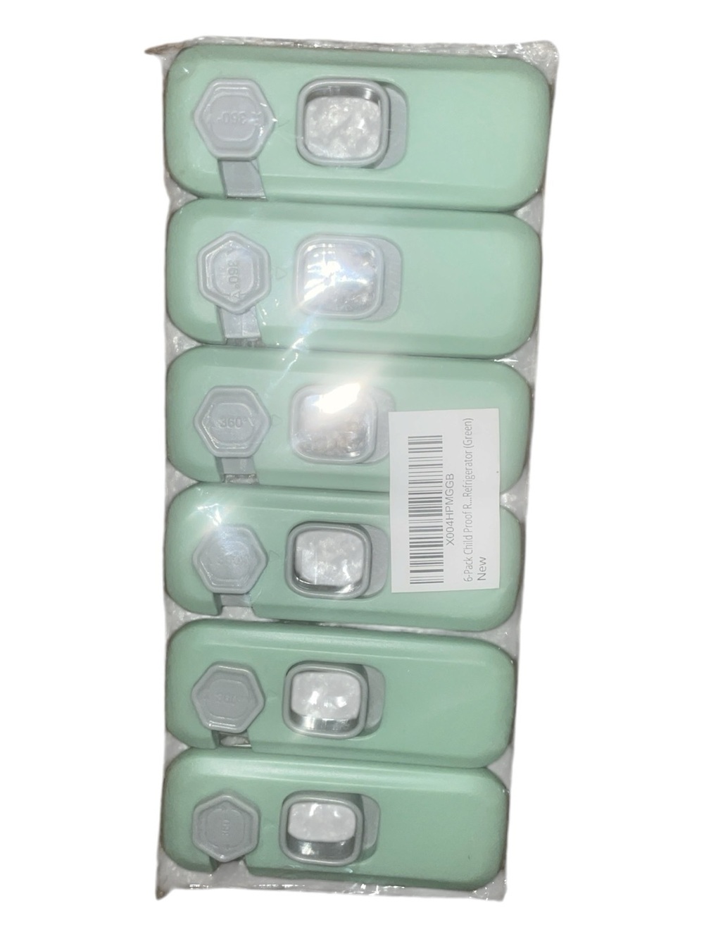 6-Pack Child Proof Refrigerator Locks Baby Safety Cabinet Latches Green NIB